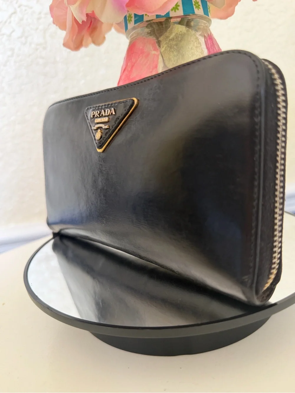 🥂HP🥂 Prada Black Zip Around Leather Wallet - Picture 5 of 14